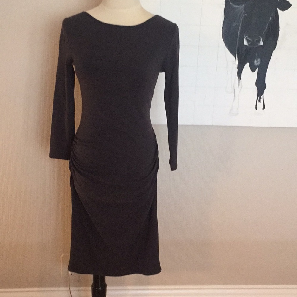 Jarbo fitted stretch dark gray/purple dress 2